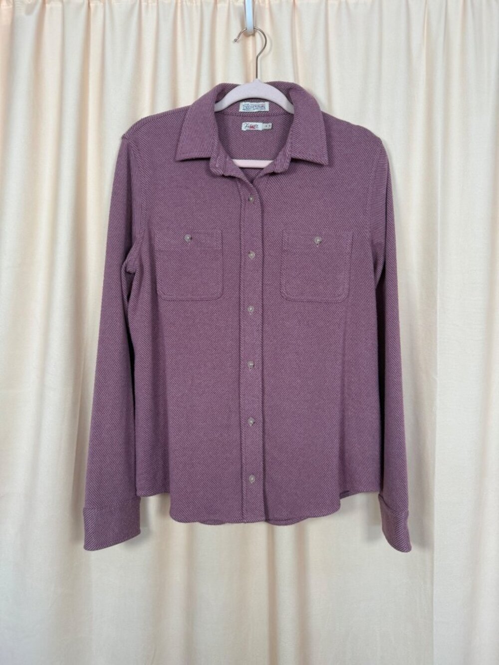 Faherty The Legend Sweater Shirt Mauve Pink Button Up Knit Stretch Medium